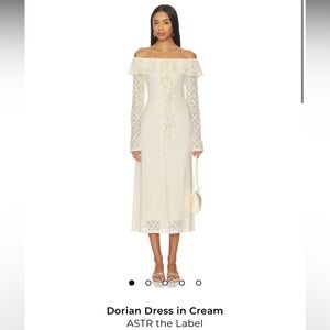 Astr Cream Lace Long Sleeve Dress